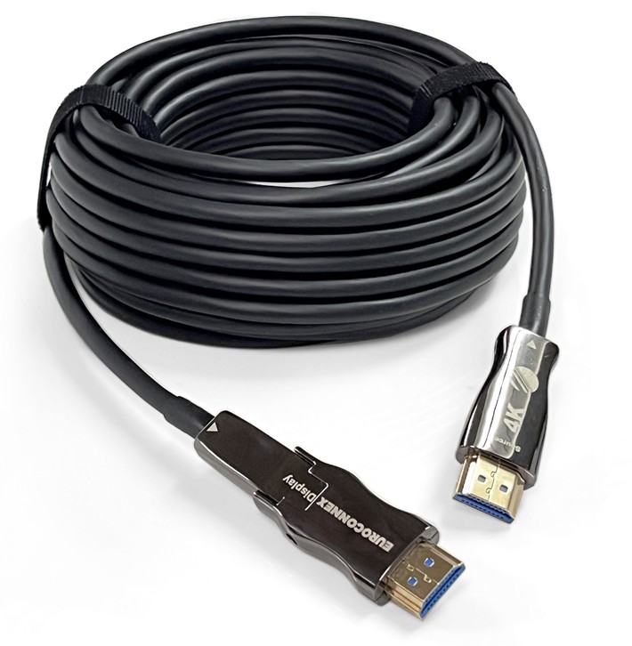 Un cable HDMI de Fibra Optica con un conector desmontable, para poder instalar por canalizaciones fácilmente. cetronic.es/sqlcommerce/di…