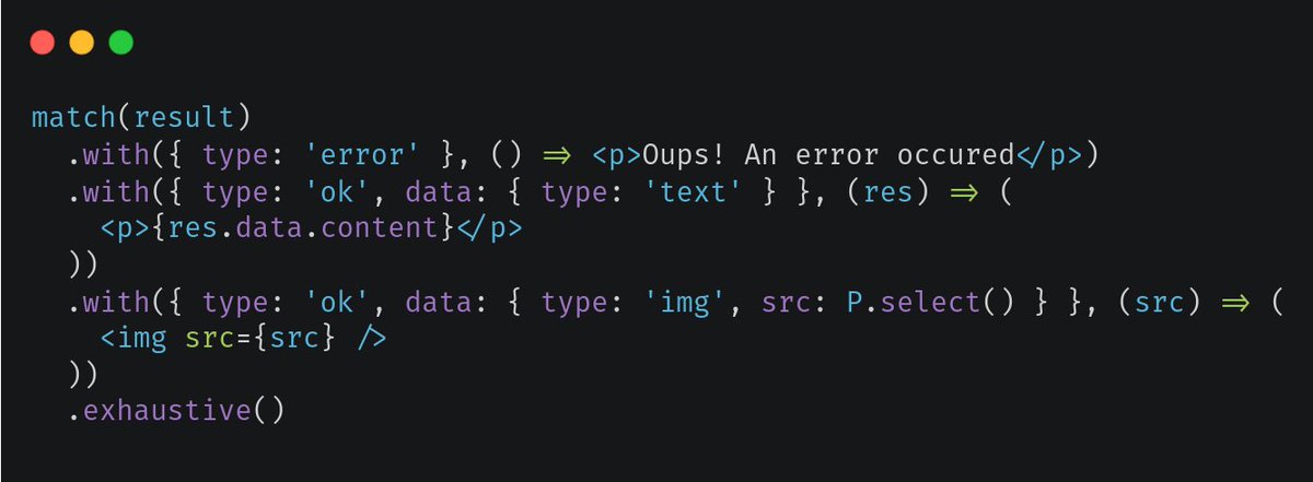 thisismk's tweet photo. @fernandorojo I like ts-pattern https://t.co/ze6OLKUavj