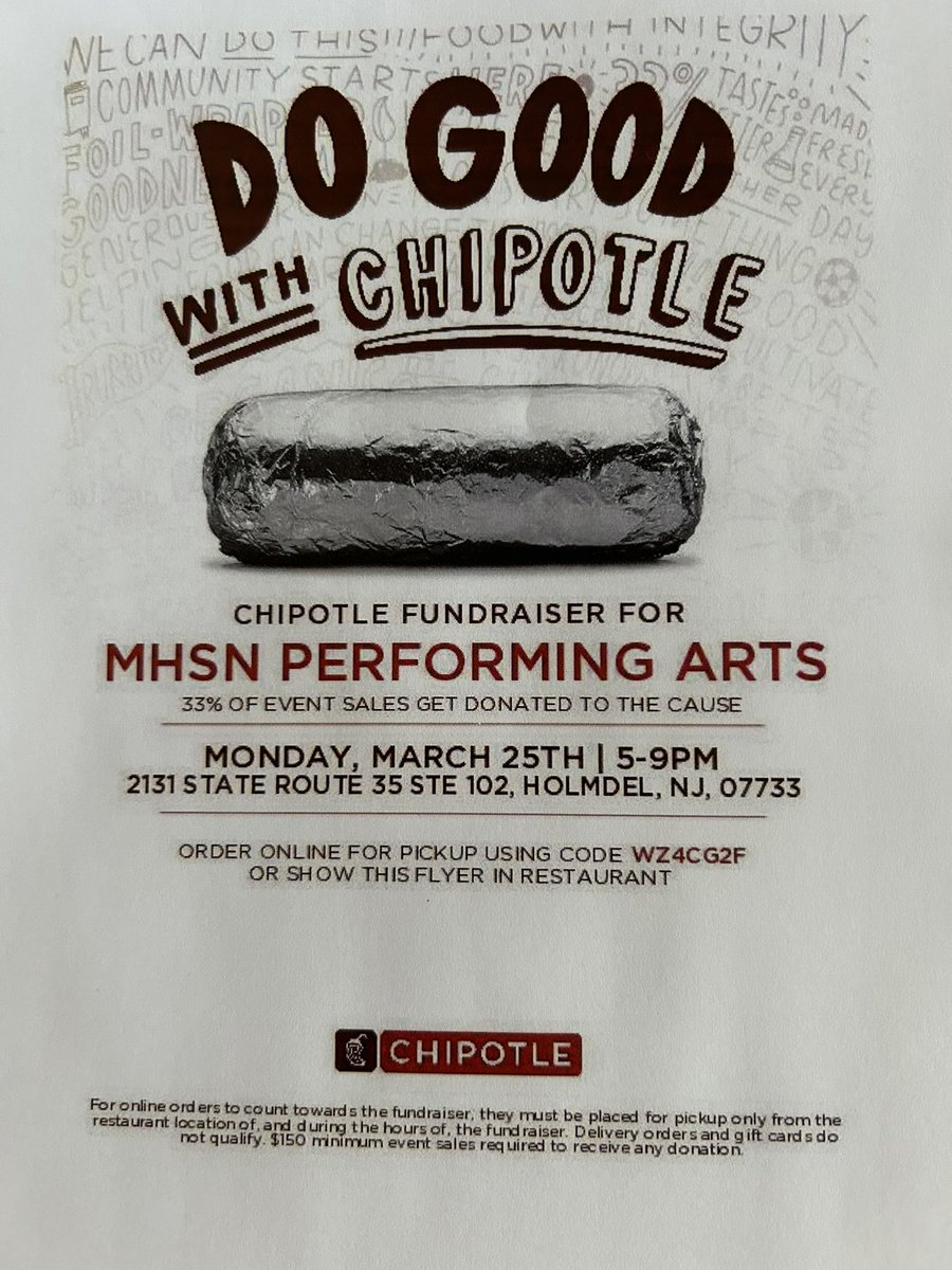 No need to cook on Monday 3/25… support MHSN performing arts fundraising their way to an exciting Walt Disney World performance!