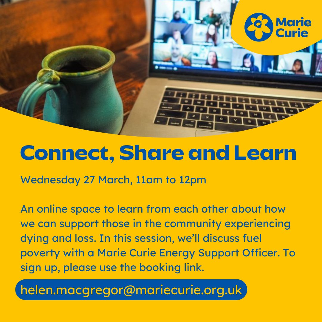 Come and join us on our next Connect, Share and Learn session, where we will be joined by one of our Energy Support Officers for a discussion on how fuel poverty can affect people facing the end of their life. Sign up here ➡️trybooking.com/uk/DGIA