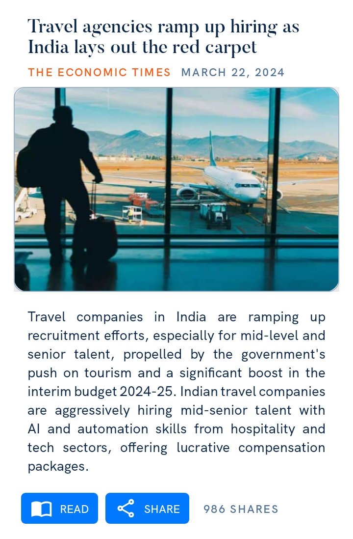 #TravelAgencies #tourism #hiring #recruitment 

Travel agencies ramp up hiring as India lays out the red carpet

economictimes.indiatimes.com/industry/servi…