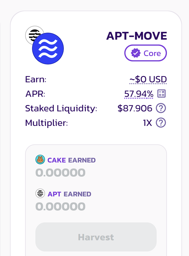 APR~58%, not bad!!! Stake LP to Earn $APT and $CAKE 🔥aptos.pancakeswap.finance/add/0x1::aptos…