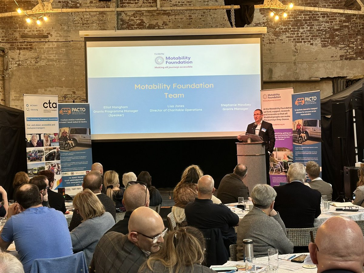 Elliot Mangham, the grants programme manager for @Motability, is on stage to introduce the project and what it will look like over the course of the next three years 🗣️