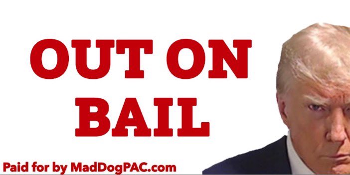 Yes! The OUT ON BAIL billboard is going up on i95 near MAR A LAGO! Our most expensive billboard so far-how long it’s up for depends on how much we raise in next 12 hours. Chip in. maddogpac.com/products/quick…