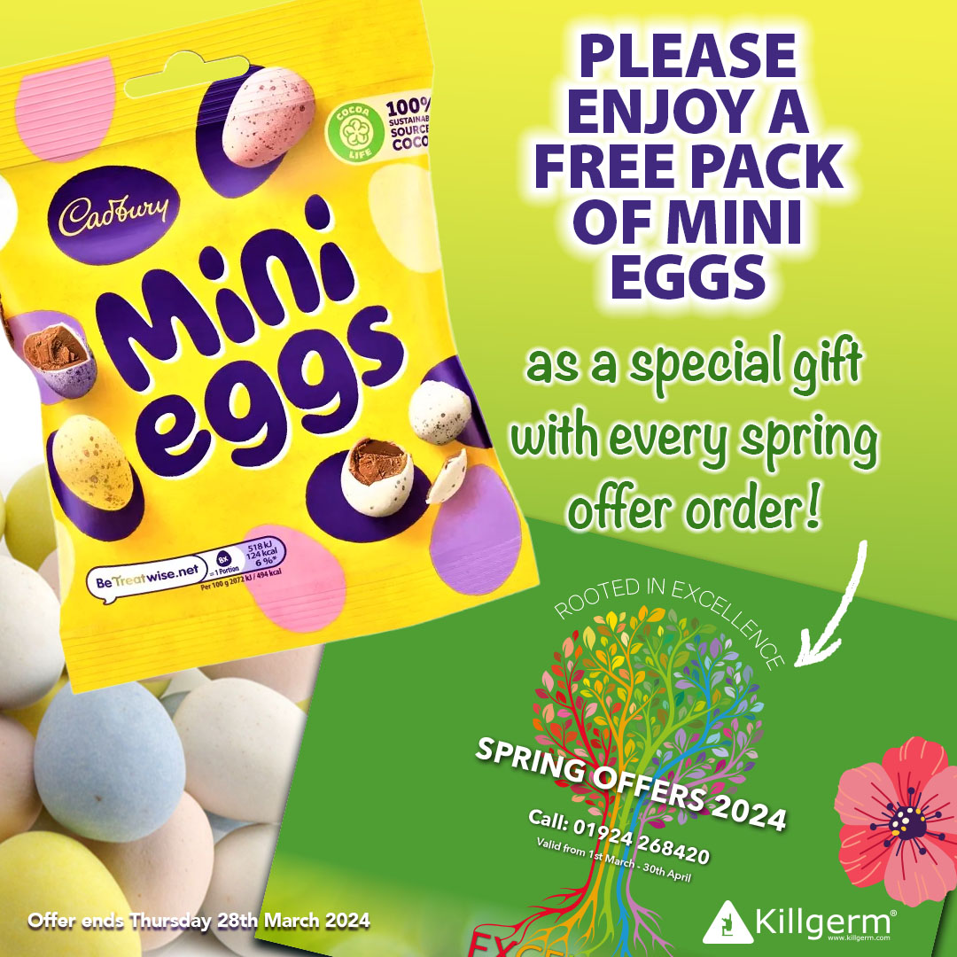 Happy Easter from all at Killgerm!
Please enjoy a complimentary pack of mini eggs as a special gift with every spring offer order!

To receive your free pack of mini eggs, use the code:
"EASTER" when ordering.

Mini Egg offer ends 28th March 2024.
T&amp;Cs apply.