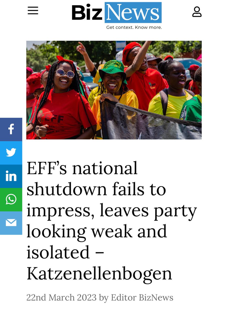 kalliekriel's tweet image. It has been a year since @Julius_S_Malema and the @EFFSouthAfrica failed spectacularly in their goal for a #NationalShutdown. In the end, it was nothing more than a #NationalLetdown. They did not try it again this year because it would have exposed how weak the EFF is before the