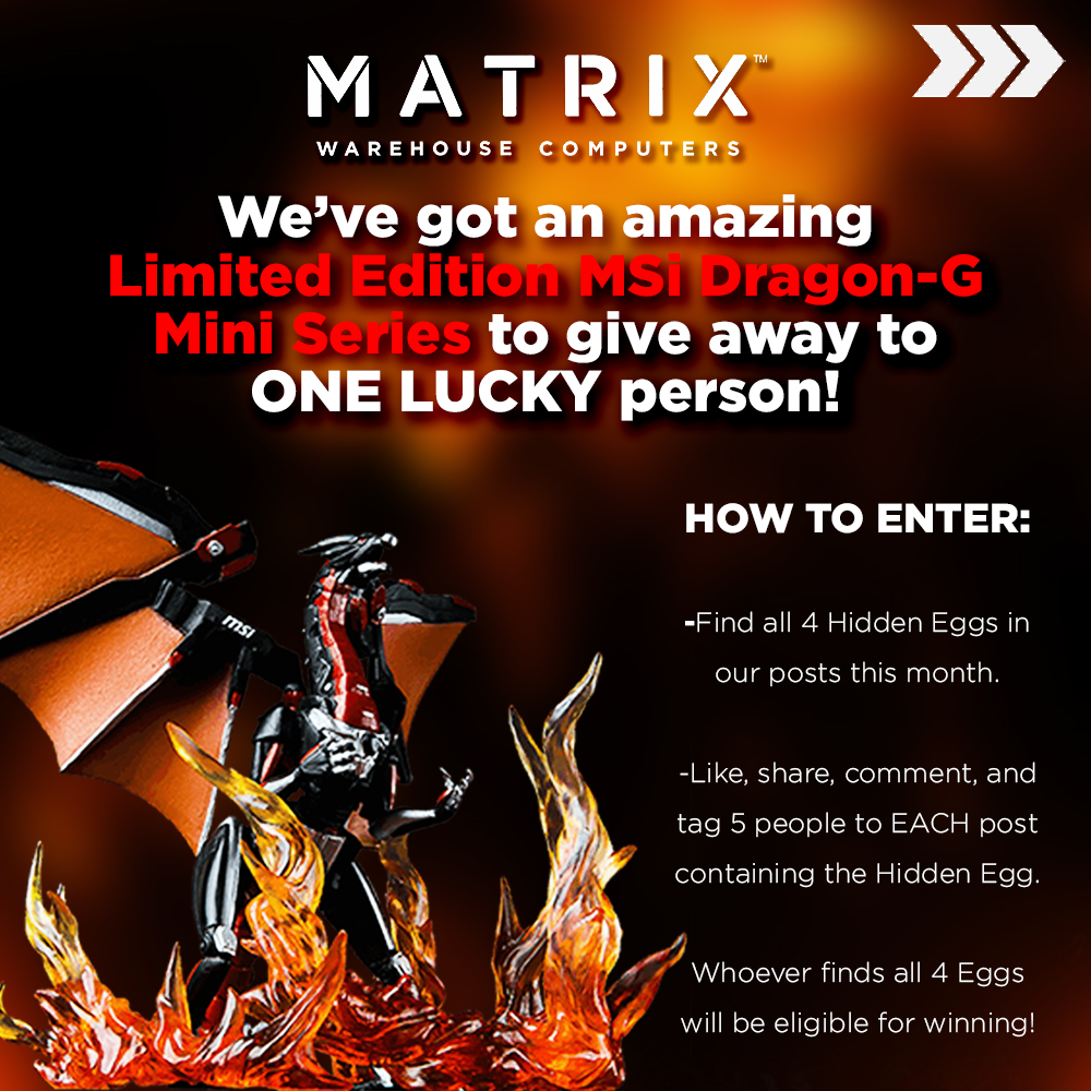 MatrixWarehouse's tweet photo. ❗❗❗COMPETITION TIME❗❗❗

💯ARE YOU FEELING LUCKY?!💯

YOU COULD WIN these fiery gifts for yourself!

Find all 4 Eggs hidden in our following posts this month and follow the rules in this post to enter!

The 4 competition winners will be announced on the 31st of March 2024. https://t.co/mtbX9aUTKA