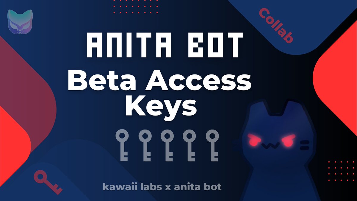 Happy to partner with <a href="/AnitaAutomation/">Anita</a> to offer trial beta keys to their extremely fast Solana sniper to the entire Kawaii Community!

This offer is only valid for a limited time so join today to claim your keys 🔑 

discord.gg/kawaiilabs
