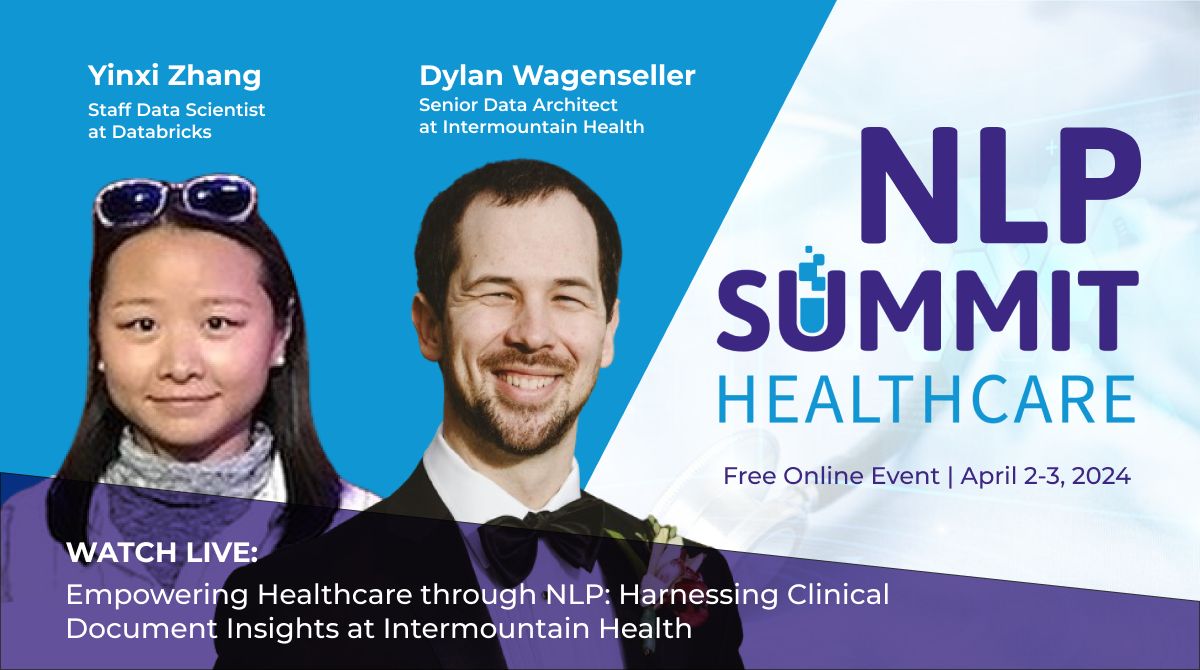 Don't miss the Healthcare #NLPSummit on April 2-3, where Yinxi Zhang, @databricks, will share her insights on ‘Empowering Healthcare through NLP: Harnessing Clinical Document Insights at Intermountain Health' with Dylan Wagenseller, @Intermountain.

👉 hubs.la/Q02qmgK40