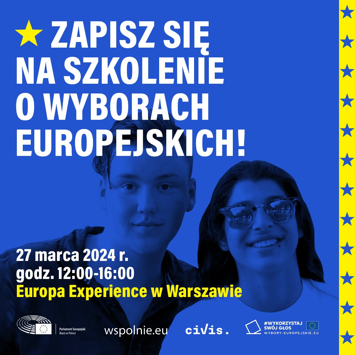 🇪🇺📆 Już w środę, 27 marca w centrum #EuropaExperience w Warszawie odbędą się warsztaty dla społeczności #wspolnieeu o wyborach do Parlamentu Europejskiego.

Przyjdź i #WykorzystajSwojGlos w wyborach 9 czerwca!

Zarejestruj się: 👉 wspolnie.eu/pl/event/warsz…

#wyboryeuropejskie2024