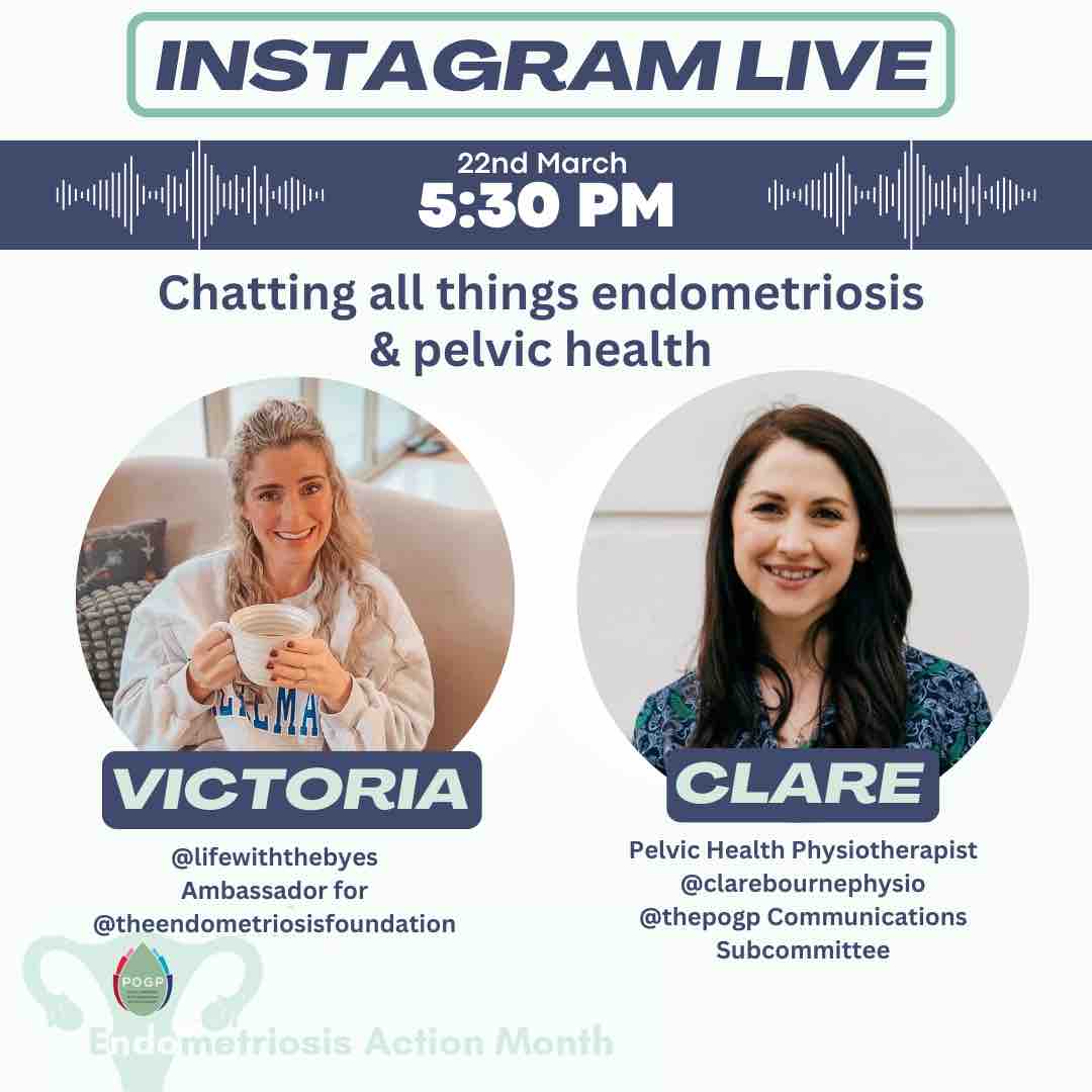 Join us tonight for our first ever Instagram live. Follow @thepogp on Instagram to join #endometriosisawarenessmonth #endometriosis #pelvichealth #pelvicfloor #pelvicpain #physiotherapy #pelvicfloorexercises #pelvicfloordysfunction