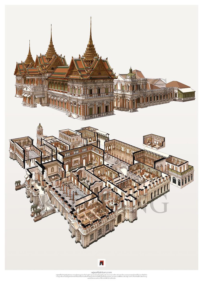 「อินโฟกราฟฟิคพระที่นั่งจักรีที่ทำกับทีมเพ」|P. kulkan.のイラスト