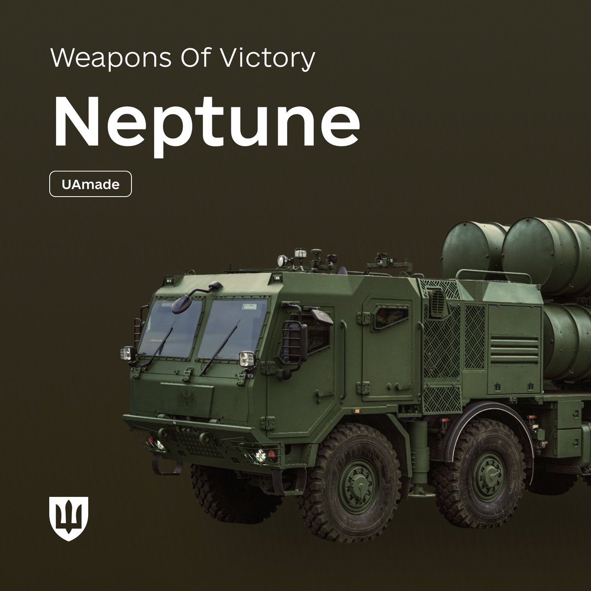 DefenceU's tweet image. "Neptun" (Neptune) is the Ukrainian-made ground-based anti-ship cruise missile system. Its goal is to destroy warships. Among them was the russian Black Sea Fleet's flagship, the cruiser "Moskva," which sank after being struck by the "Neptun."
#WeaponsOfVictory 
#MadeInUkraine