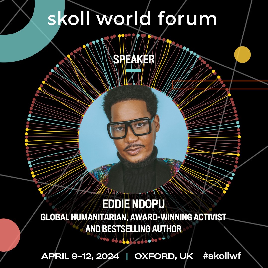 🎙️ #SkollWF Speaker | Global humanitarian, award-winning activist, and bestselling author @Eddiendopu is joining us as a plenary speaker at the Skoll World Forum next month! Join us online👩🏾‍💻 from April 9-12 to hear from Eddie. RSVP here: ➡️ skoll.wf/42QSAUL #socent