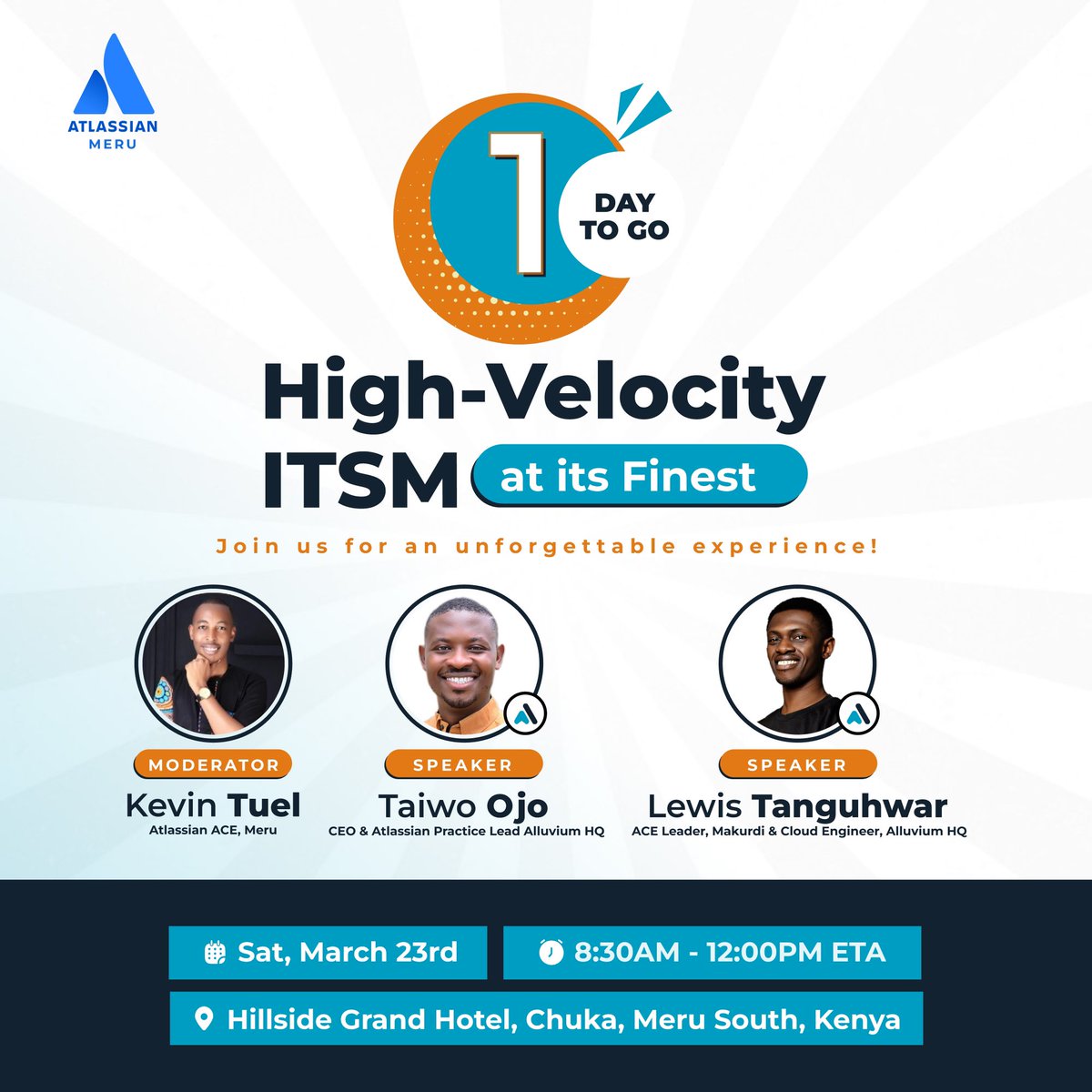 alluviumhq's tweet image. Experience the power of high-velocity ITSM like never before!

Join us for an exceptional event featuring:
🔸 Speaker: @jayteeojo 
🔸 Speaker: @Lewi_keezy 
🔸 Moderator: @kevshakes 

Mark your calendars and get yourselves ready!

#atlassiancommunity