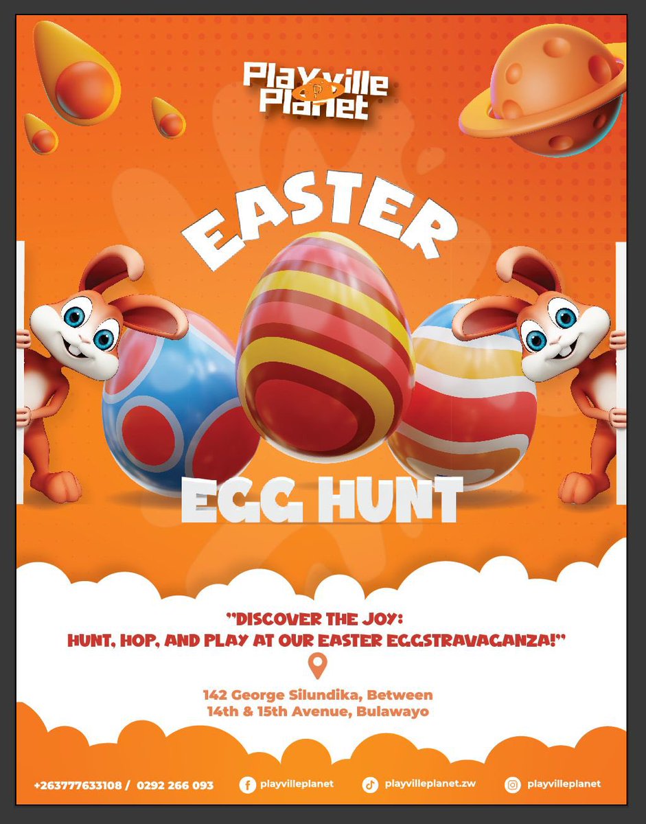 "Get ready to hop into spring with our Playville Easter Egg Hunt! Join us from 30 March 1April for an egg-citing adventure filled with games, prizes, and fun for the whole family. Don't miss out on the egg-stravaganza of the season!"