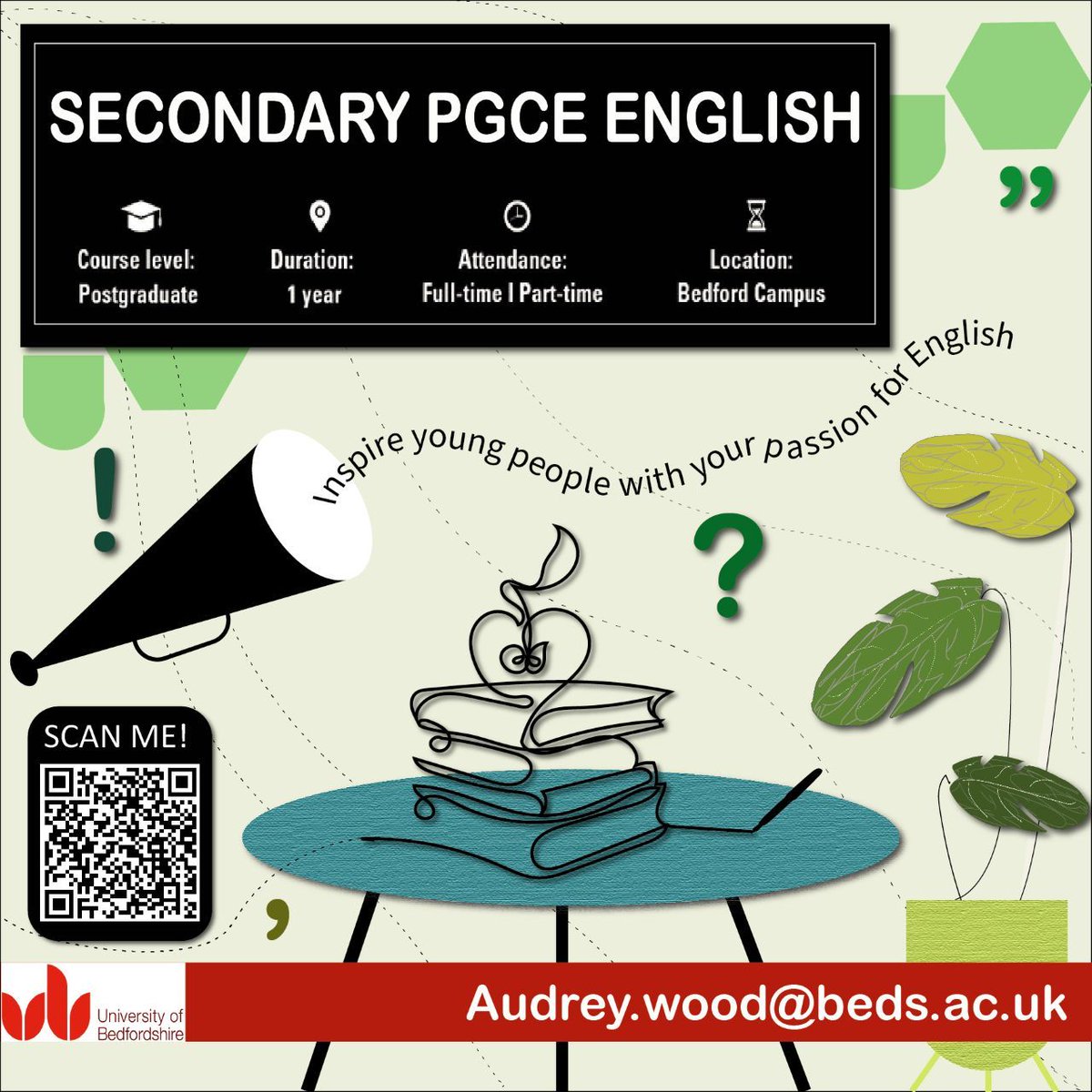 If you or anyone you know would like to become a secondary English teacher get in touch to find out more about our award winning PGCE at the University of Bedfordshire. #PGCE #edutwitter #secondary #Traintoteach #bedford #luton #miltonkeynes #graduates #PGCE #Northanmpton