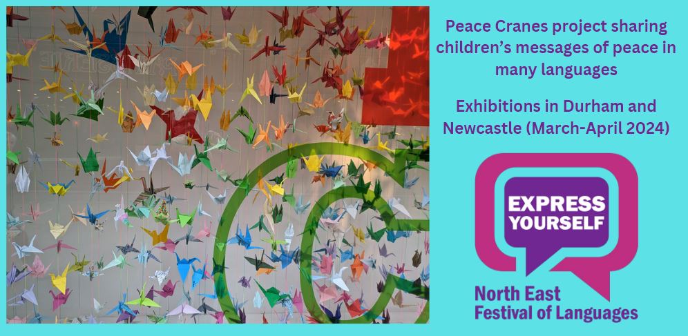 12,000 children from the North East and across the world folded paper birds and wrote messages of peace in different languages. Be inspired by this incredible project, find out more and see the Peace Cranes displays in Newcastle and Durham. expressyourselfne.com/2024/03/22/pea… @joshippen