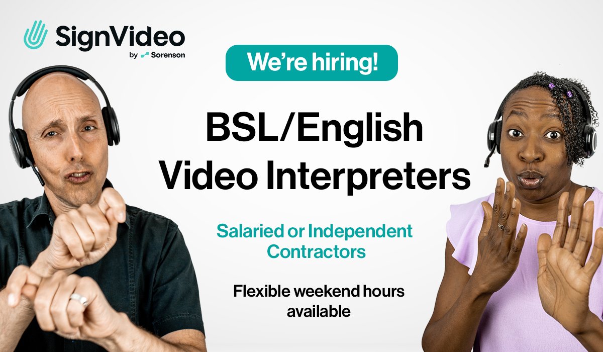 Join our team of passionate BSL Video interpreters! 🌟 👉 Salaried position or flexible contracted hours 👉 Flexible weekend hours available 👉 Upholding high standards of interpreting excellence. 👇 APPLY NOW bit.ly/3wGUdsk #SorensonInterpreting #SignVideo