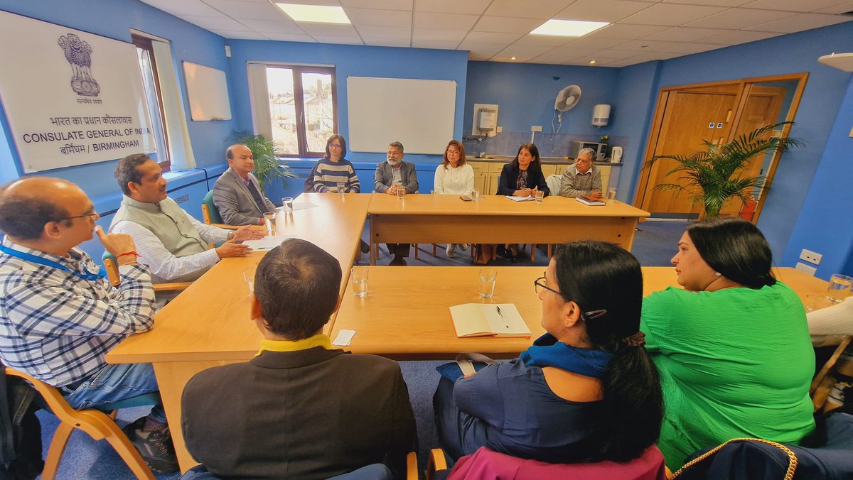 Gearing up for the 10th #InternationalDayofYoga CG @venkatifs chaired a meeting with some yoga 🧘‍♀️🧘‍♂️stakeholders to plan for the week-long celebration of #Yoga2024. Stay tuned for updates! If u r interested to associate pls email us cgoff.birmingham@mea.gov.in #Wellbeing #Yoga2024