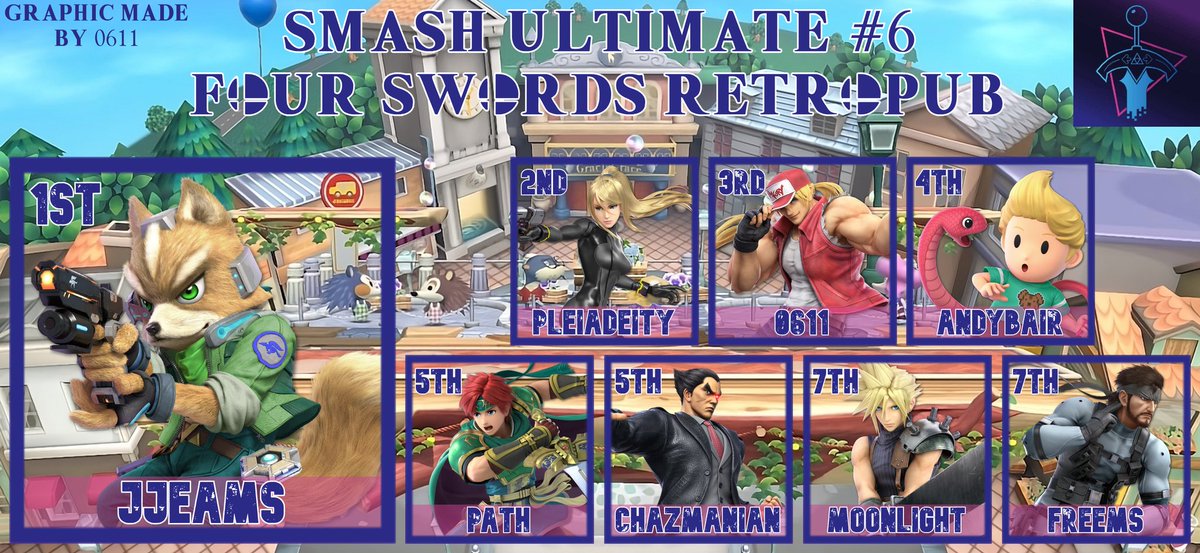 fourswordsretro's tweet image. Thank you for another awesome Smash @ Four Swords Monthly! 

Congratulations Fighters!

🥇@jjeams
🥈@pleiadeity
🥉@eleventhofjune
