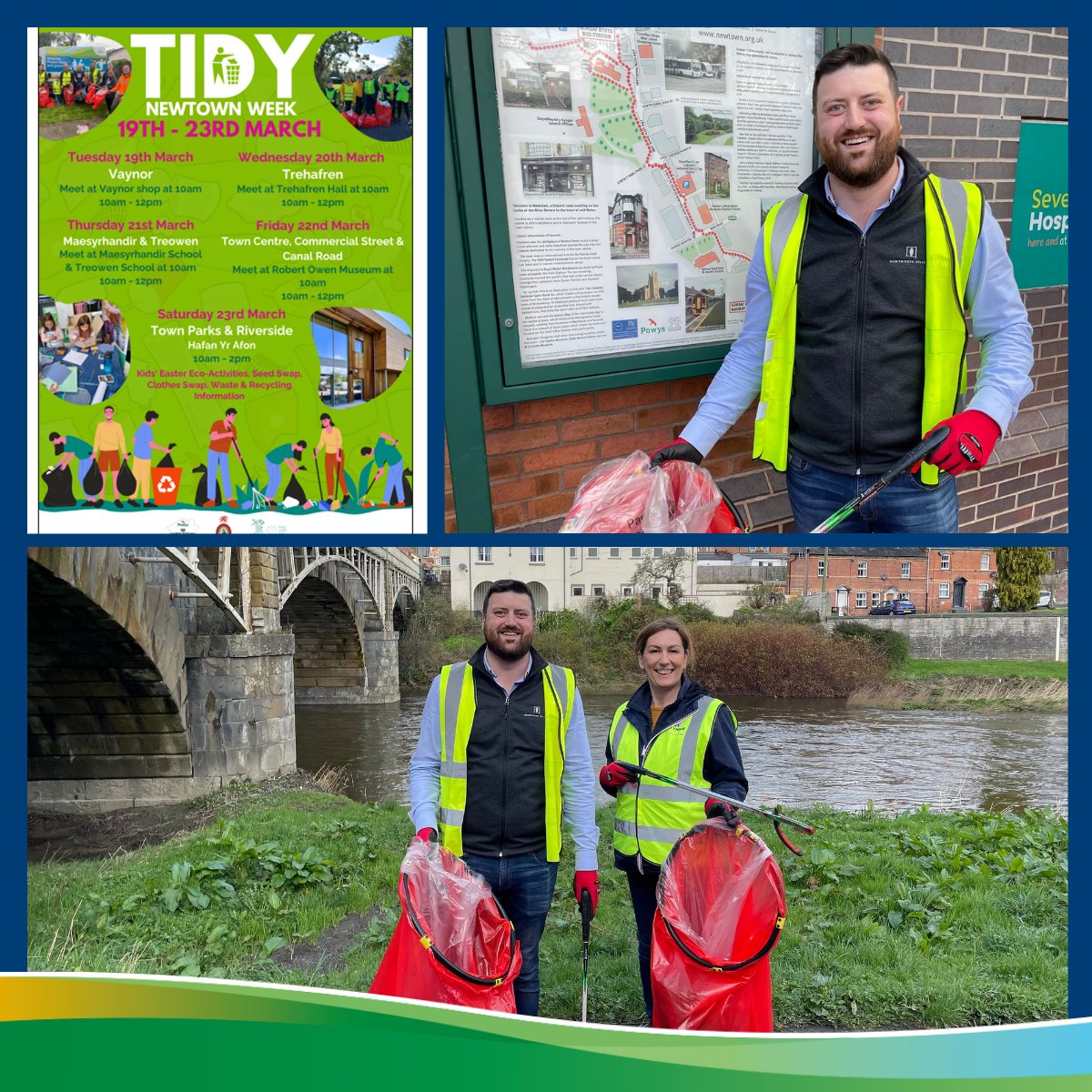 Social value manager, Alison Hourihane together with site manager, Paul McCaffrey, joined the team of volunteers for Tidy Newtown Week and spent time litter picking around the town. Fantastic to support this initiative with @PowysCC and @Keep_Wales_Tidy. #SocialValue #Tidying
