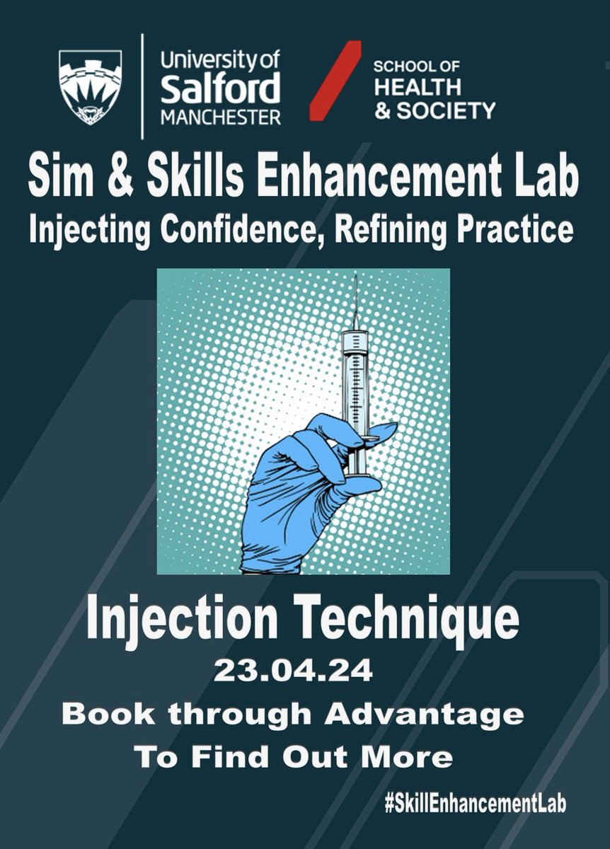 Breaking News! Details of our next #SkillEnhancementLab Booking to attend is now live through Advantage. Please Like & Share @SimandSkillsUoS @UoS_HealthSoc @UoS_Students @UoS_CYPNursing @UoS_MHNurs @UoSadultnursing @David_Garbutt @hdoogan @academicem74