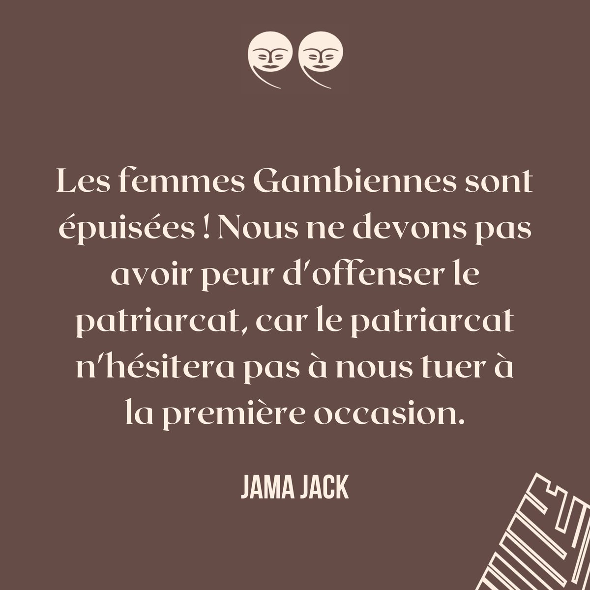 Dans sa réflexion sur la situation en Gambie, @TheJamaJack rappelle que les #MGF sont une forme de violence patriarcale que les filles et les femmes subissent et doivent être adressées comme telle. ✊🏾 Lisez l’article : 👉🏿 bit.ly/3TpDYHQ #EndFGM #EndFGM220 #Eyala