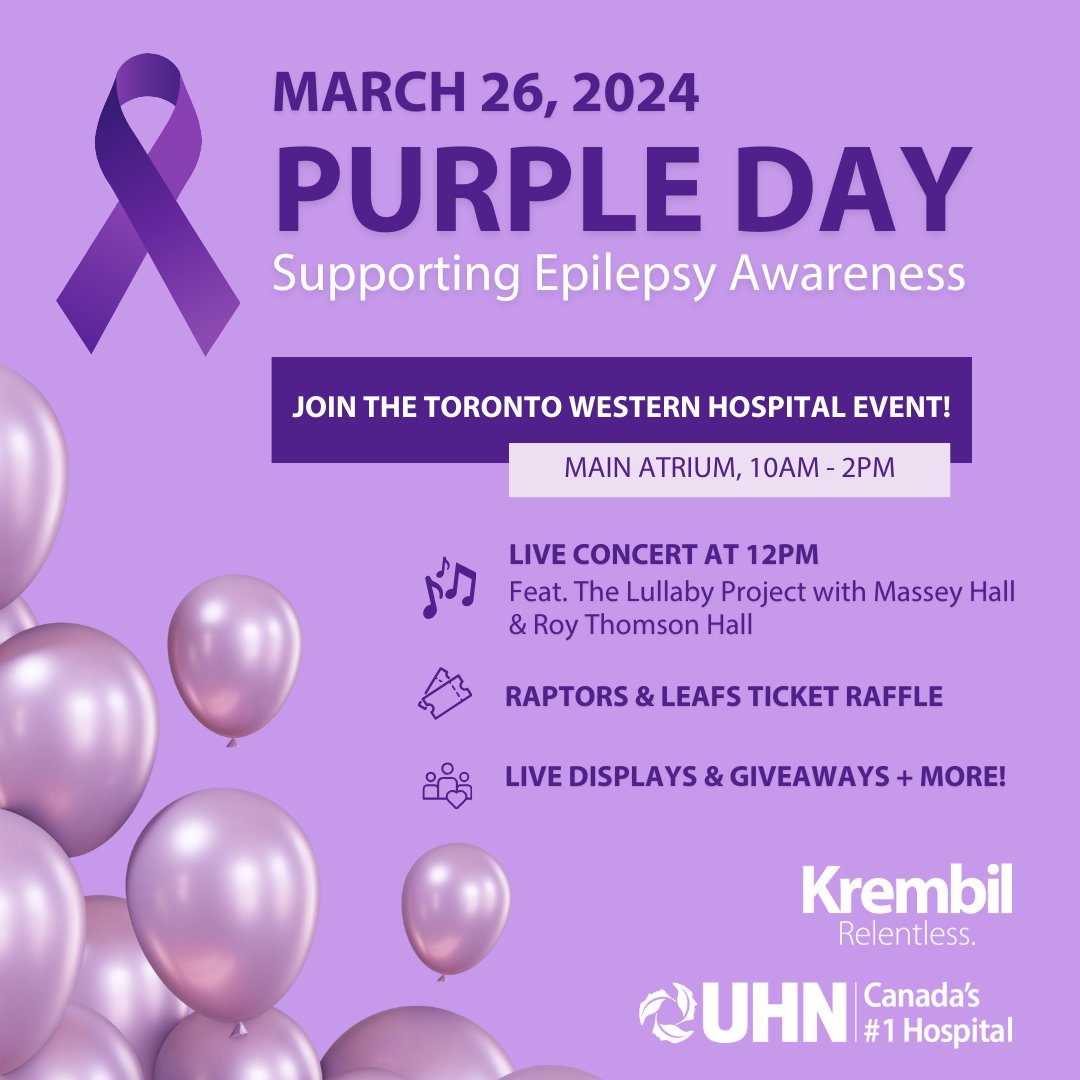 Krembil Brain Institute (@kbi_uhn) on Twitter photo March is #EpilepsyAwareness month and on #PurpleDay the Epilepsy Department at <a href="/UHN/">University Health Network</a> has planned an interactive event that will showcase our comprehensive clinical and research programs as well as community partners. March is #EpilepsyAwareness month and on #PurpleDay the Epilepsy Department at <a href="/UHN/">University Health Network</a> has planned an interactive event that will showcase our comprehensive clinical and research programs as well as community partners.