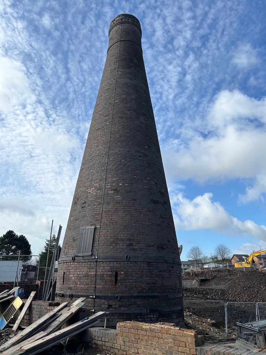 Our restoration of the 3 Sisters Bottle Kilns at Bournes Bank is nearing completion. Here we can see a before and after shot of Kiln C now that the scaffolding has been removed. It has been such a pleasure to restore these structures back to their former glory!
@bottleovens