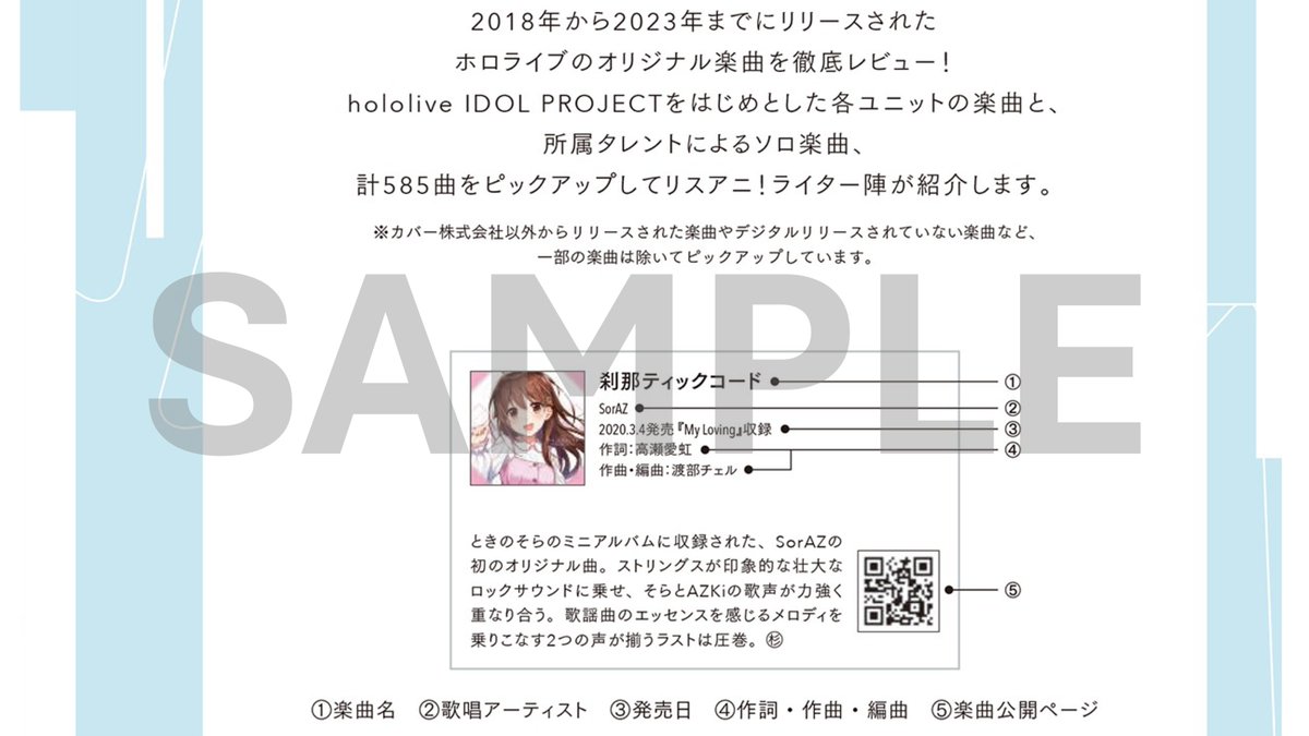 🎉お知らせ🎉 「#リスアニ！ホロライブ音楽大全」の内容を一部チラ見せ👀 500曲超えの楽曲レビューでは、 QRコードからYouTubeページに遷移するのでホロライブの音楽に一気に詳しくなれますよ🥳 ぜひ5th fes.アーカイブとあわせてお楽しみください✨ 🔽購入はこちら shop.hololivepro.com/products/lisan…