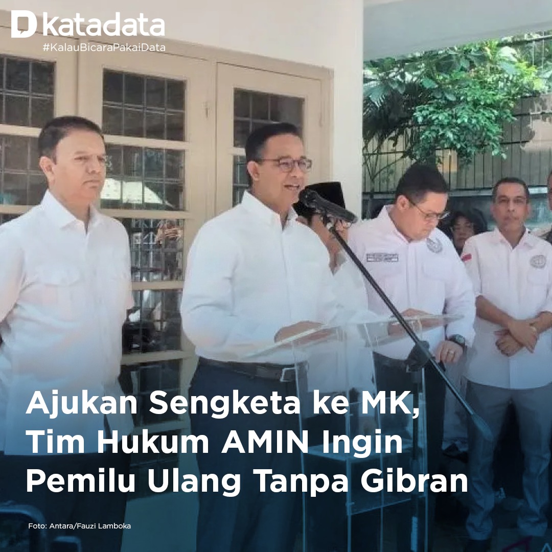 KATADATAcoid's tweet photo. Tim Hukum Anies Baswedan-Muhaimin Iskandar resmi mengajukan gugatan terkait penyelenggaraan Pemilu ke MK.
Gugatan ke MK kali ini fokus pada posisi pencalonan Gibran Rakabuming Raka dalam Pilpres 2024.
Baca selengkapnya: https://t.co/MONfEk2U5x #MK #TimnasAMIN https://t.co/kNGgIKrC1W