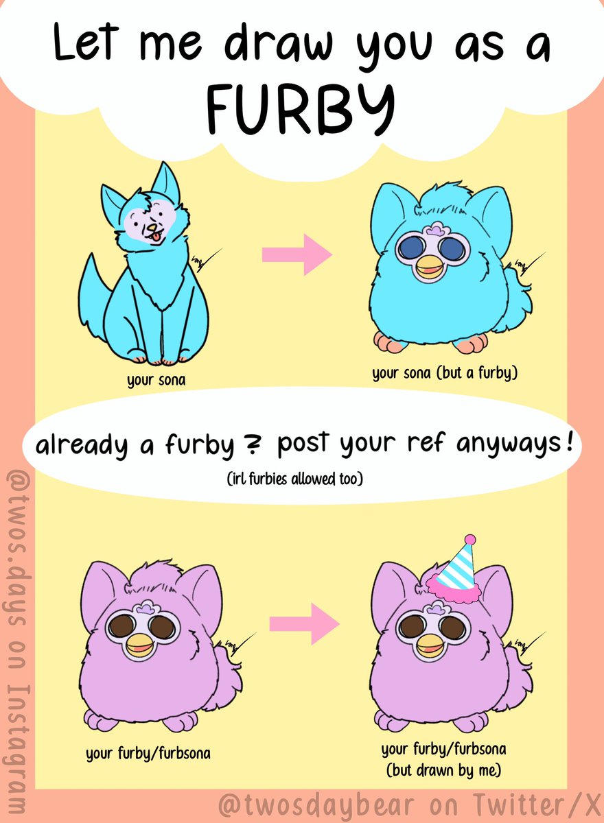 twosdaybear's tweet image. ❤️ Like &amp;amp; rt  🔁 no need to follow!

Post your ref (SFW, cens0red is okay!) down below for a chance to get furbied ⬇️ irl furby are welcome!!!