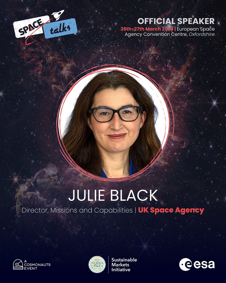 Are you coming along to #SPACEtalks next Tuesday and Wednesday on @HarwellCampus? 🛰️🎤 Our Missions and Capabilities Director for Discovery and Sustainability Julie Black will be speaking on Day 1. 👇 Get your tickets! 👉 spacetalks.biz @CosmonautsLtd | @esa