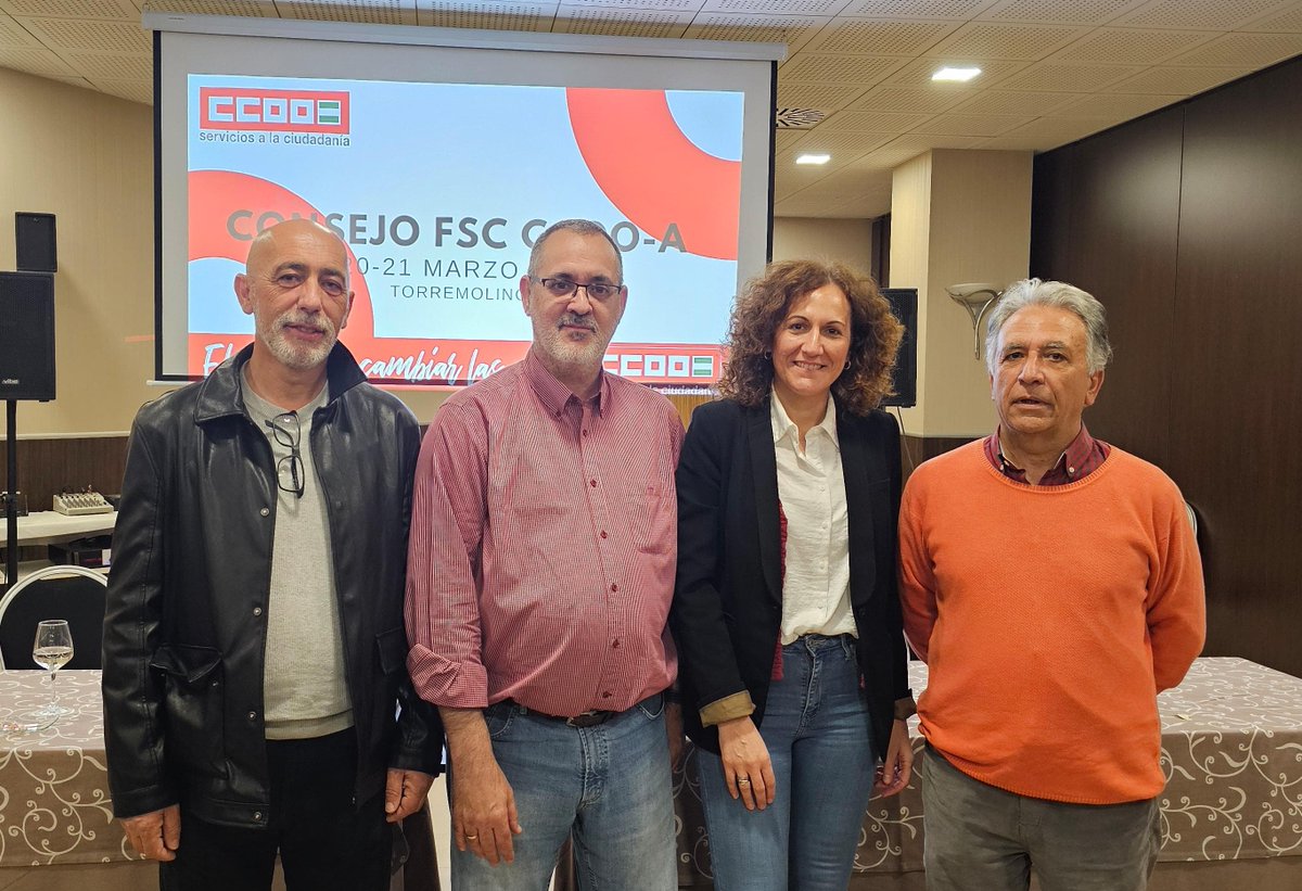 🔴CONSEJO FSC CCOO-A | 👏Enhorabuena al nuevo secretario general de la <a href="/Comunica_FSCA/">FSC CCOO de Andalucía</a>, Paco Fernández.
👏Mostramos nuestro reconocimiento a la trayectoria del secretario general saliente, Agustín de la Cruz.
❗️Deseamos a ambos el mejor de los éxitos futuros y mucha fuerza.
