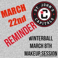 Reminder that the March 8th Make-up session is being held tonight March 22nd. Same time and place.