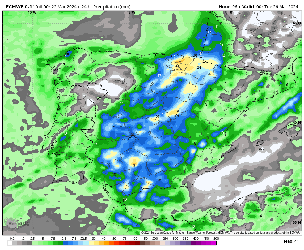 Storm_Malaga's tweet photo. Precipitaciones estimadas en 24 horas para el sábado, domingo, lunes y martes. https://t.co/RWrMxRN9Jt
