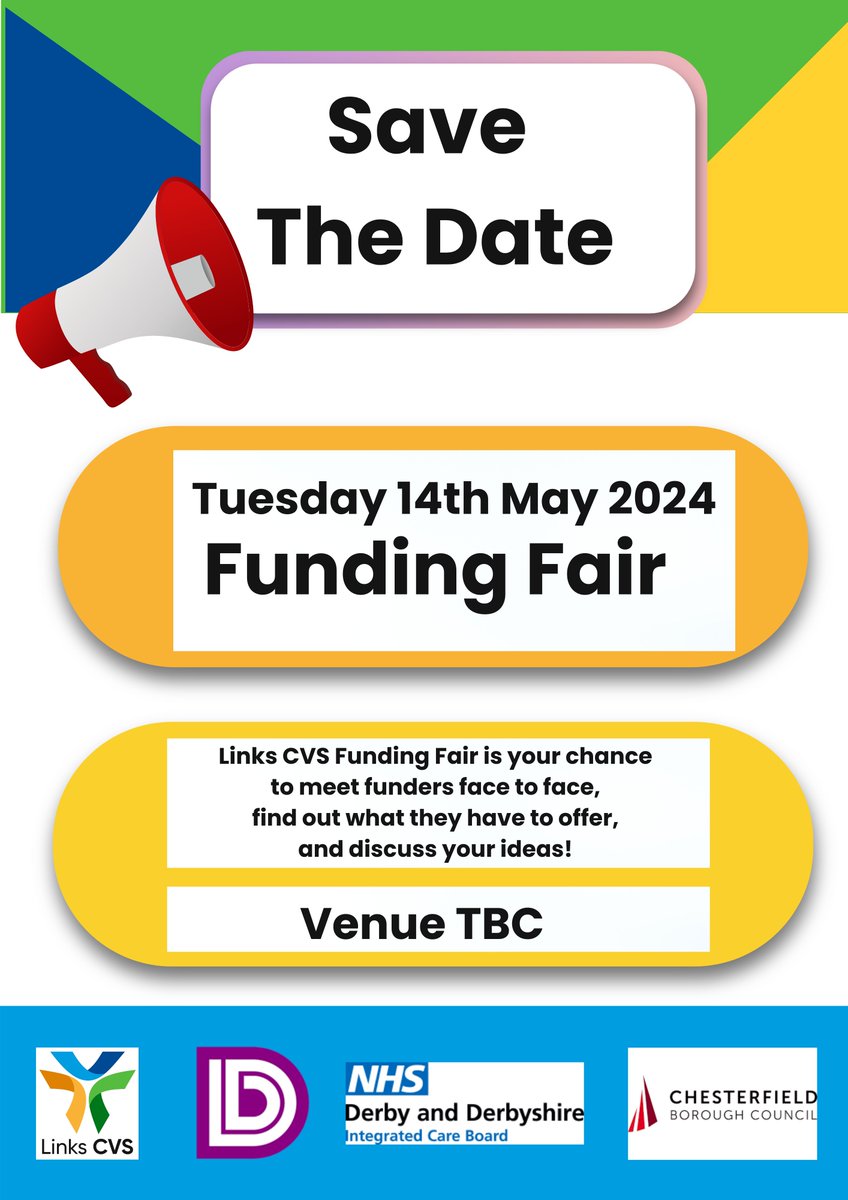 Your opportunity to meet the funders directly and discuss your ideas and plans! 
#Funding #chesterfieldevents