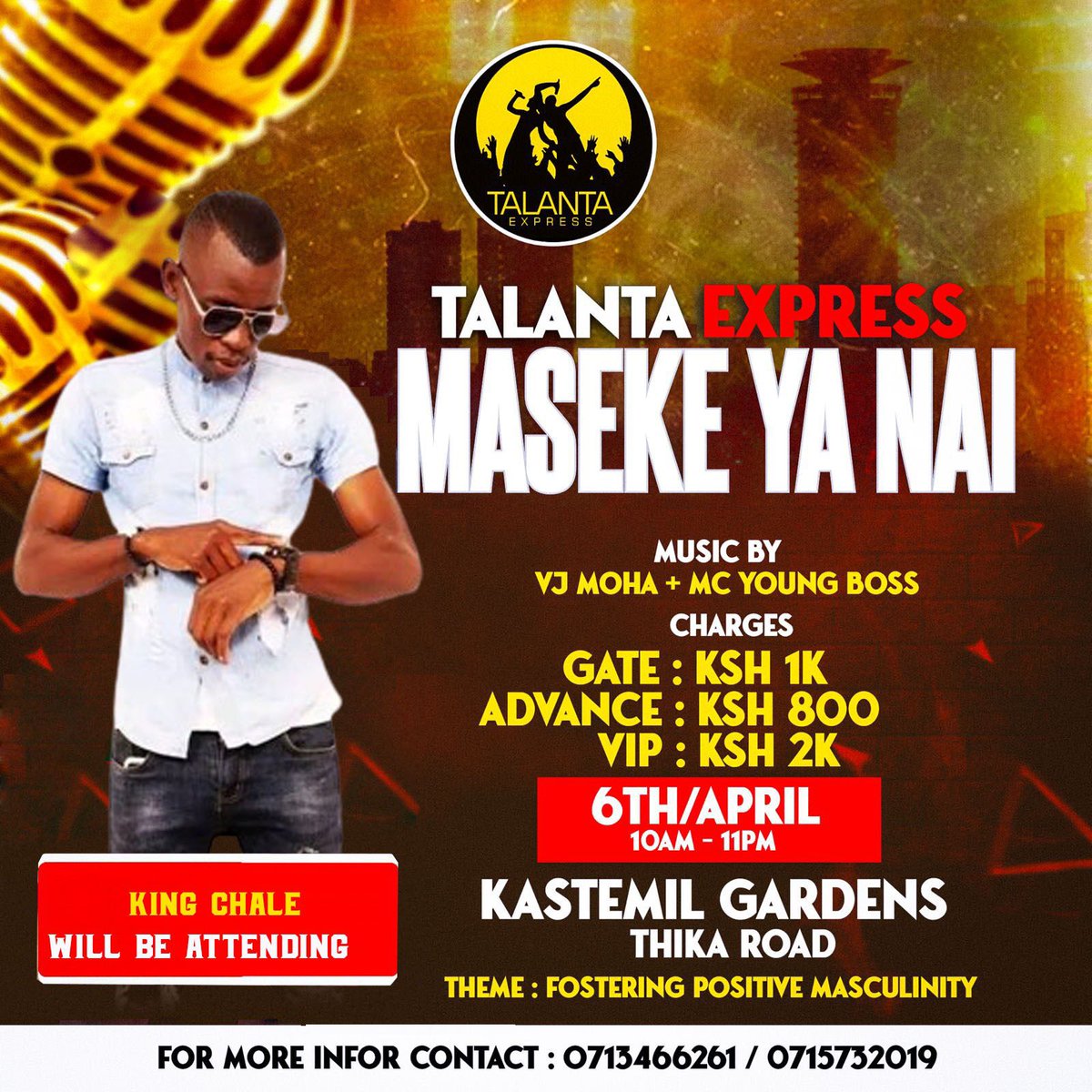 ExpressTalanta's tweet photo. Wadau 14 Days to Maseke ya Nai  , An experience of it’s kind , usi achwe nyuma get your ticket https://t.co/CYyvcTYoJI .
#masekeyanai #talantaexpress #PositiveMasculinity #form40 #Nairobievents #Nairobi https://t.co/CqMwY84Uek
