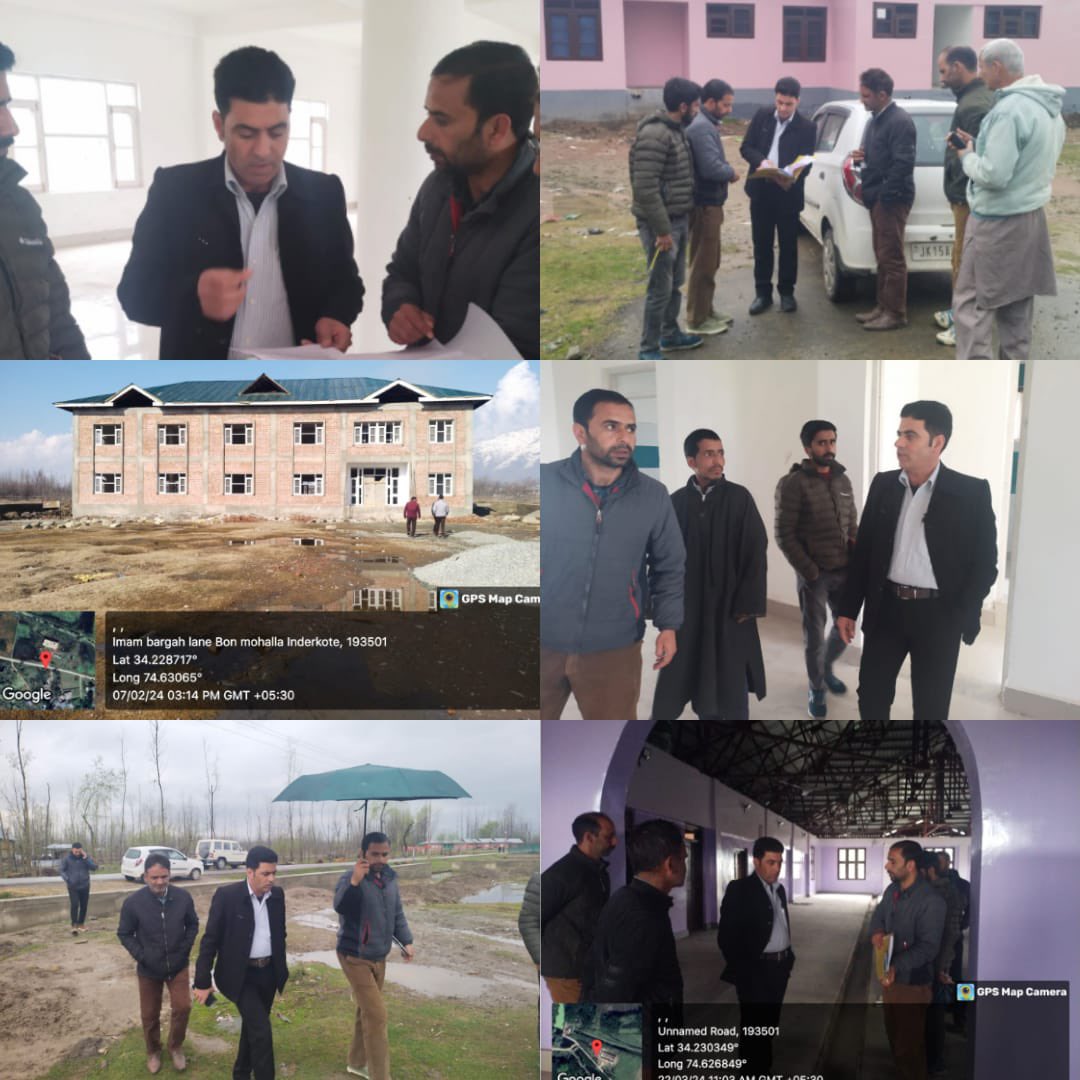 Addl. Distt. Dev. Commissioner Bandipora, Mr M A Bhatt (JKAS) along with AE R&B Sumbal, officials of R&B Sumbal and MC Sumbal conducted physical verification of developmental works namely 'C/O slaughter house at Rakhi Asham' and 'C/O marriage hall at Bon Mohalla Sumbal' at Sumbal