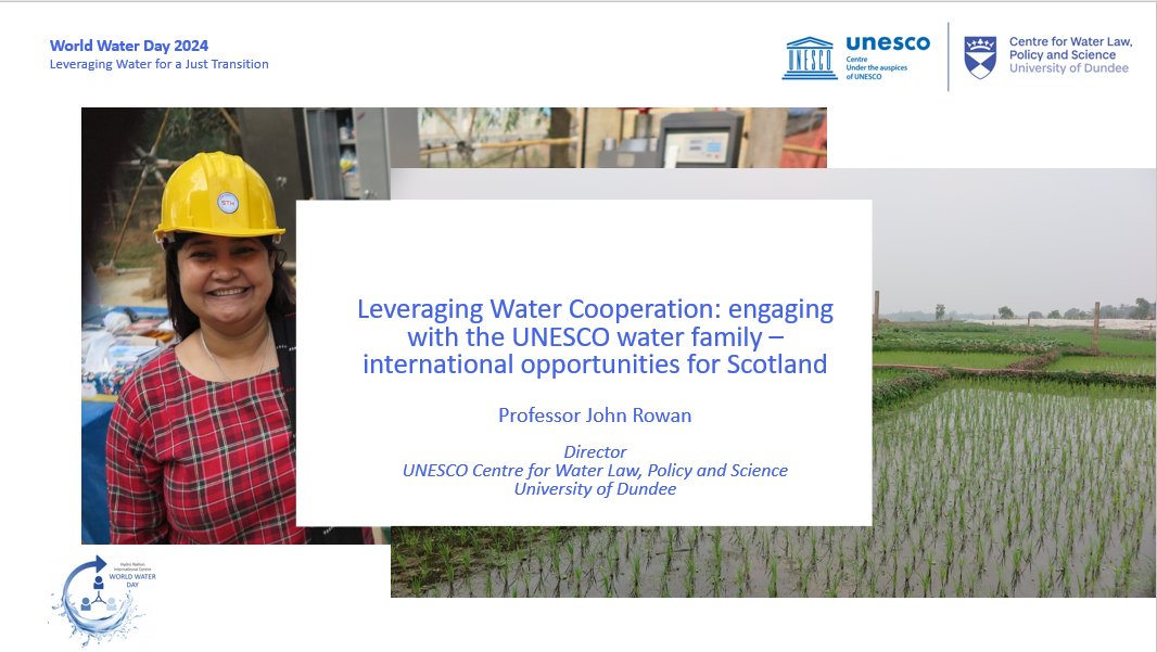 Next at #WWD2024Scotland we welcome John Rowan @DundeeWater presenting on Leveraging Water Cooperation: Engaging with the UNESCO Water Family – International Opportunities for Scotland