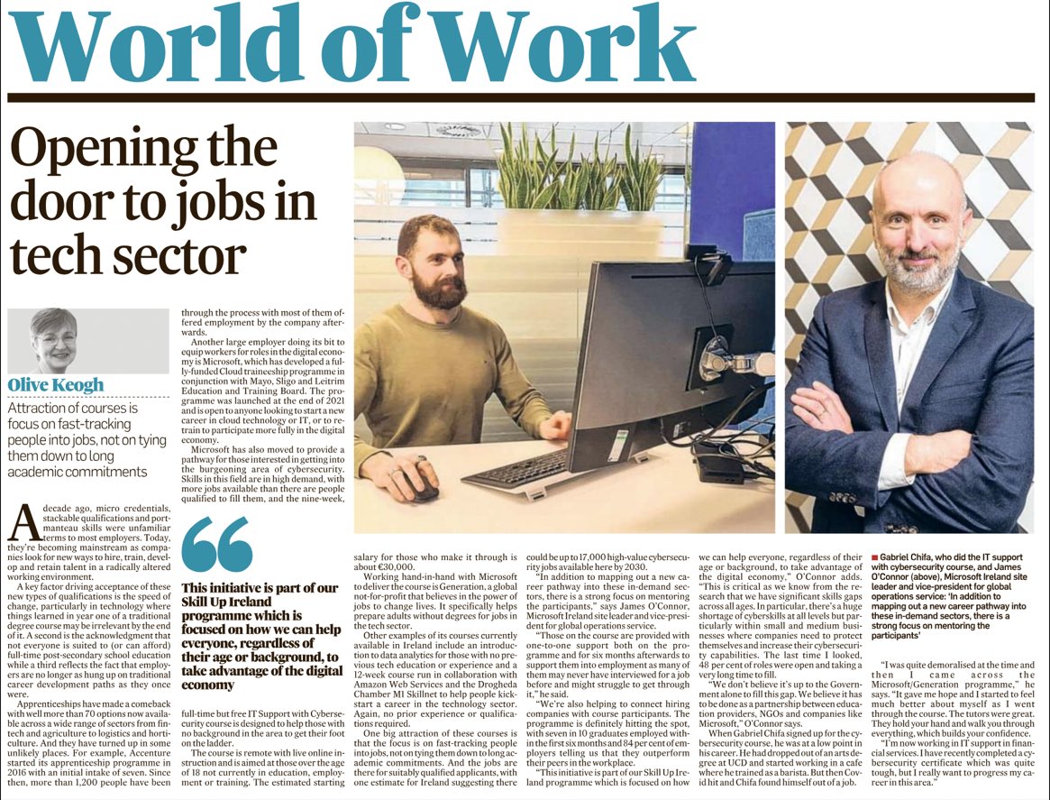 The Irish Times recently featured a significant partnership between M1 Drogheda Chamber Skillnet, AWS, &amp; Generation Ireland, showcasing new career paths in the ICT. Our 15 bootcamp students graduate April 4. This partnership underscores proactive measures to foster innovation.