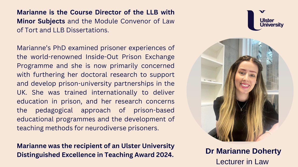 Up next in the #MeetOurLecturers series is @DrMarianneD, our LLB with minors course director!