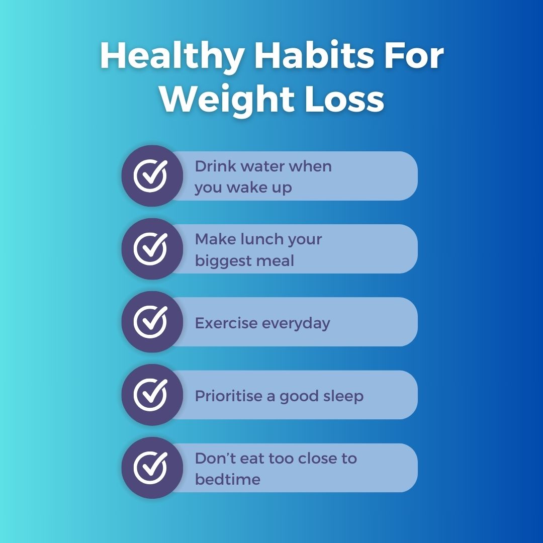 Here are 5 healthy habits to try to encourage weight loss :D If you have any other tips comment them down below 👇