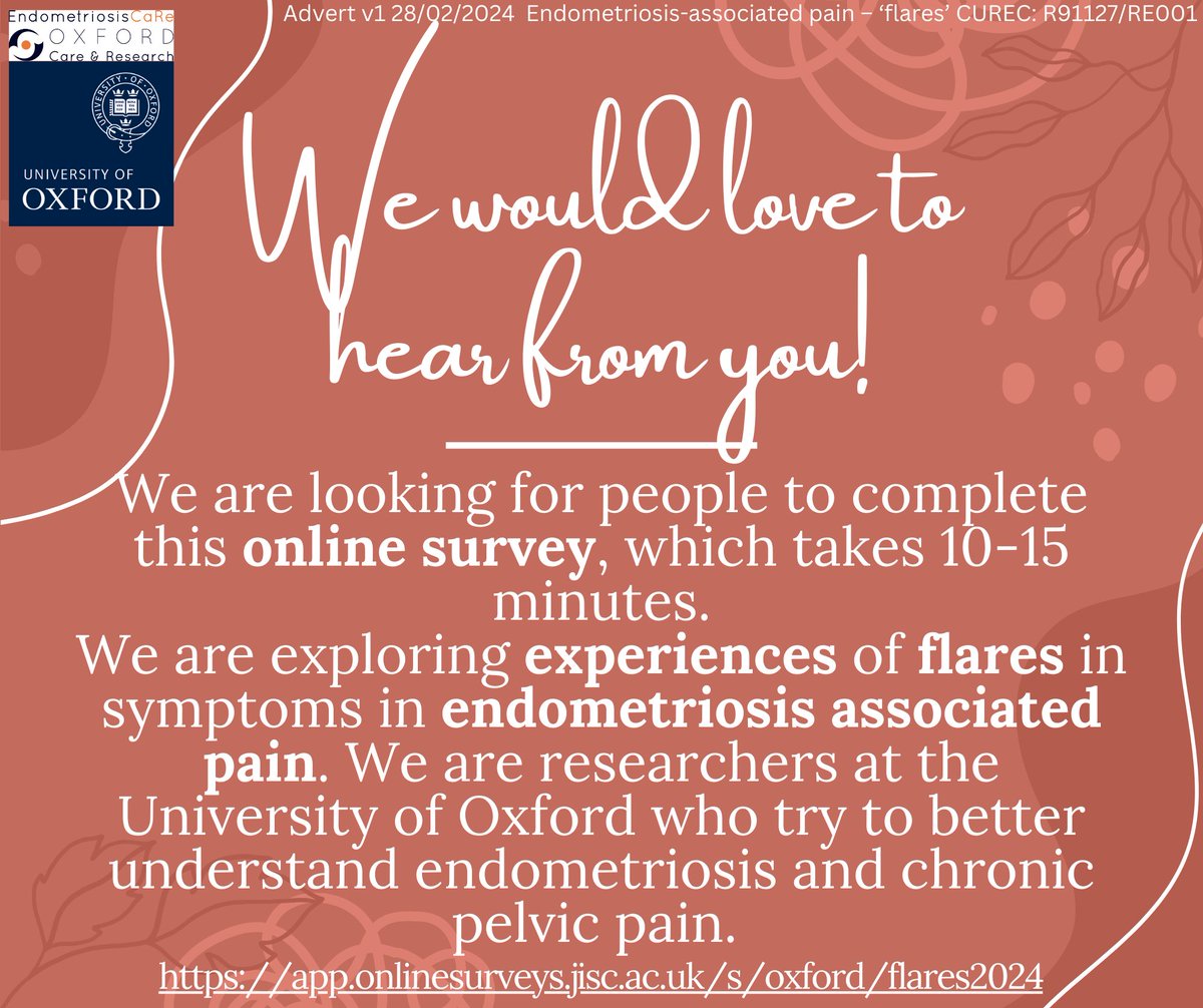 European Pain Federation EFIC® (@efic_org) on Twitter photo 🔬 This study on Endometriosis-associated pain is officially approved by the Medical Sciences Interdivisional Research Ethics Committee (MS IDREC)! Participate now in the survey: brnw.ch/21wI7u6 <a href="/LydiaCoxon/">Lydia Coxon</a> 🔬 This study on Endometriosis-associated pain is officially approved by the Medical Sciences Interdivisional Research Ethics Committee (MS IDREC)! Participate now in the survey: brnw.ch/21wI7u6 <a href="/LydiaCoxon/">Lydia Coxon</a>