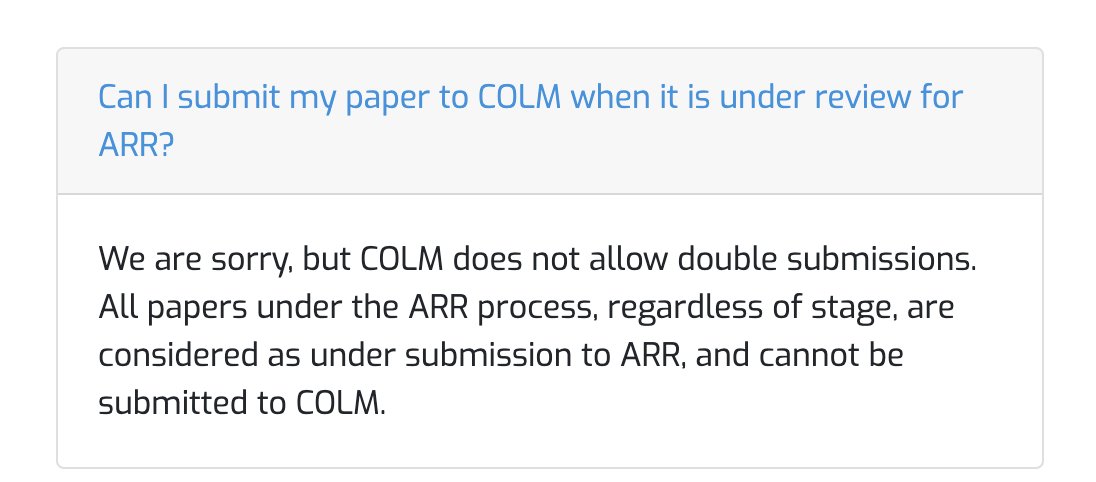 Following multiple queries about ARR, it is important to clarify that COLM doesn't allow for double submissions colmweb.org/faq.html