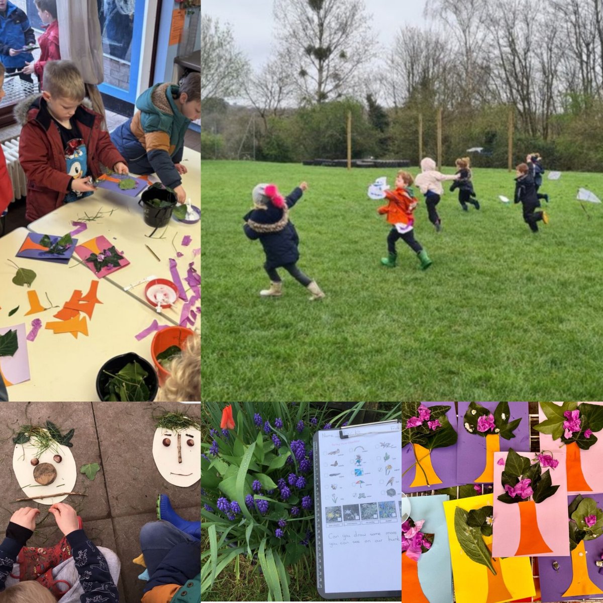 Year 1 are having a fantastic Spring Outdoor Learning Day. Making nature faces, a spring scavenger hunt, making and flying kites and making spring trees from what we've foraged. #healthyconfidentindividuals