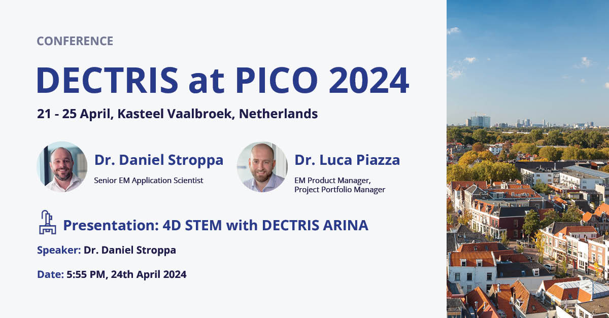 Are you joining the PICO 2024 Conference Series on Frontiers of Aberration Corrected Electron Microscopy? We are, and we hope to see you there! ow.ly/fn3650QZuox #makEMcount #EMatDECTRIS