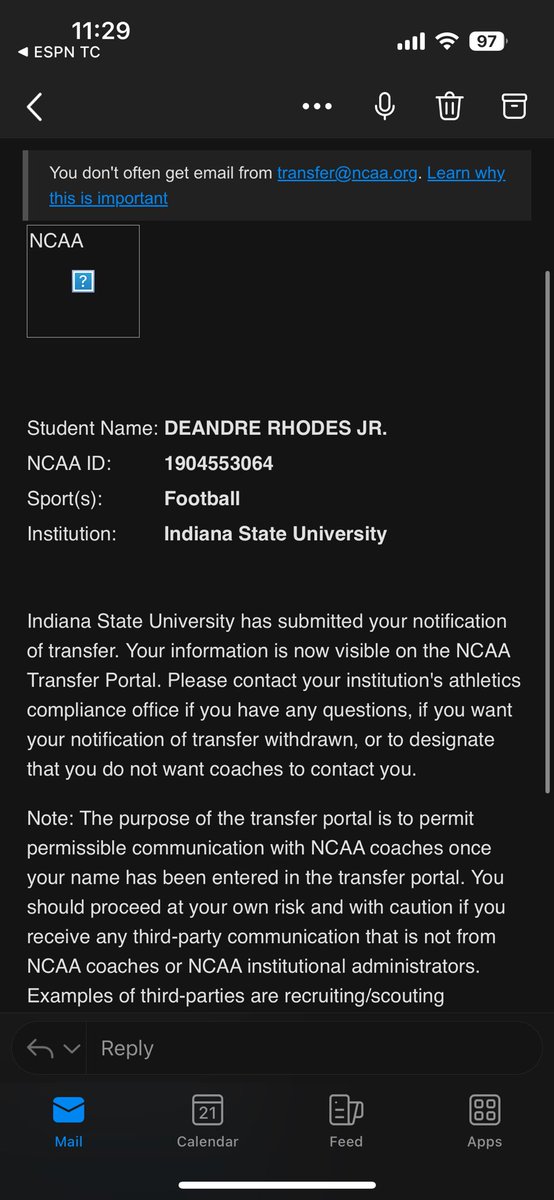 Thank you to all of my teammates and all of coaches at Indiana State for the best 3 years i could have ever asked for! I am officially in the Transfer Portal as a Graduate Transfer with 2 years of eligibility remaining!  youtu.be/q6wH_ksvGxQ?si…
