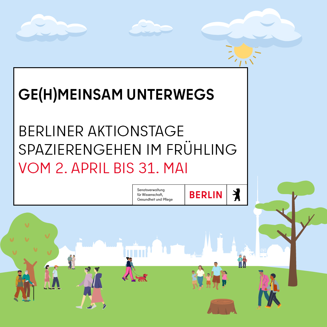 #Mitmachen! Im April GEHT’s los: 'Aktionstage Spazierengehen' im Frühling. @BA_Xhain @BaLichtenberg @BezirksamtMaHe @BA_Mitte_Berlin @basz_berlin @BerlinTempSchbg @BaBerlinTK Infos: berlin.de/sen/wgp/presse… #berlinbewegtsich #gesundheit #spaziergang #spazieren #berlin
